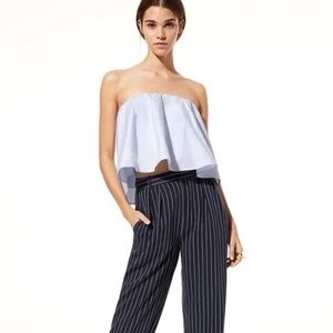 Aritzia White and Blue Eckerd Strapless top